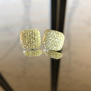 Yellow Square Faux Crystal‎ Flat Back Post Earrings